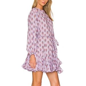 NWOT RHODE Ella Belted Cotton Minidress In Marigold Flower Violet Mini
